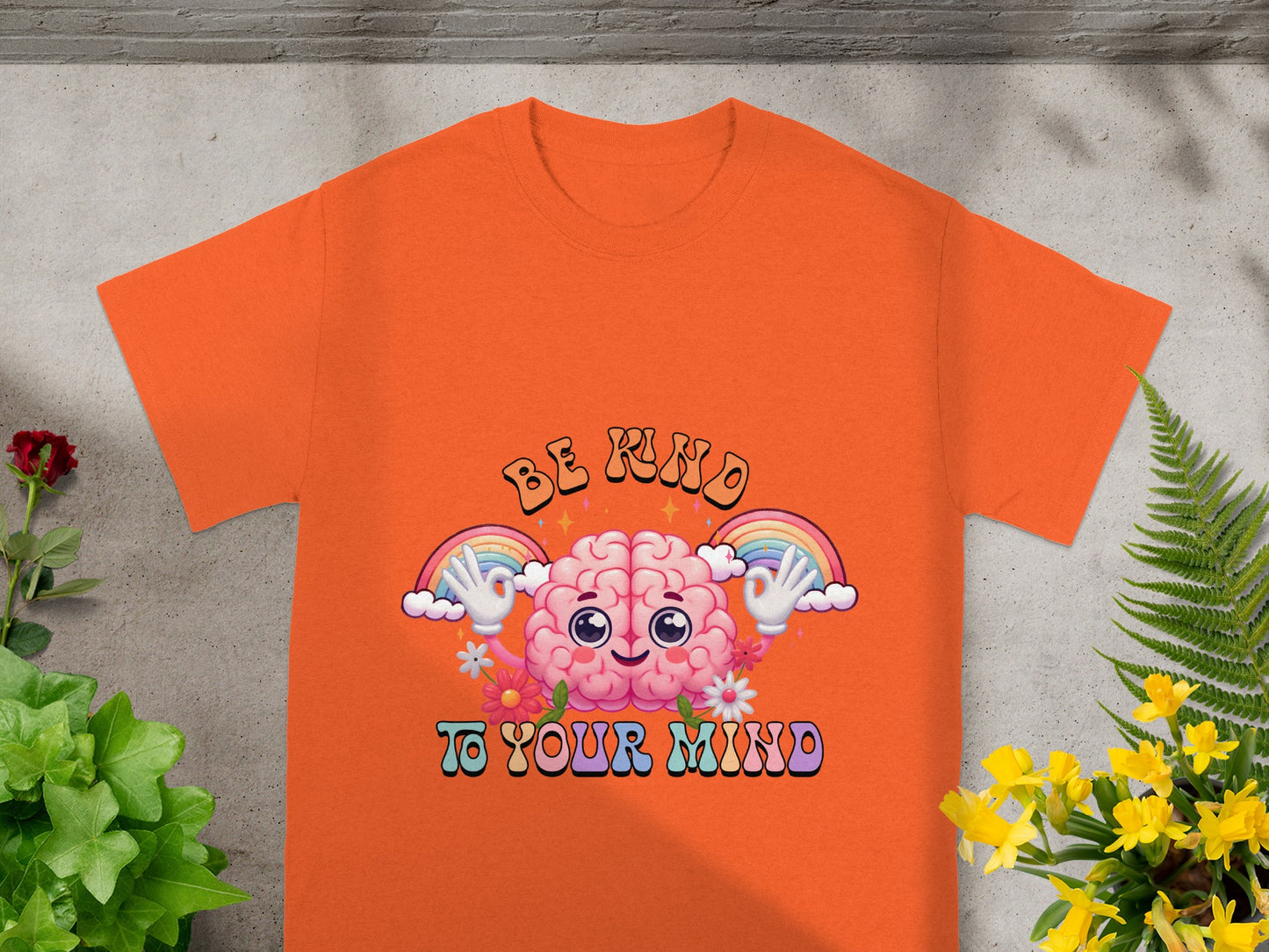 Be Kind To Your Mind Rainbow Brain T-shirt