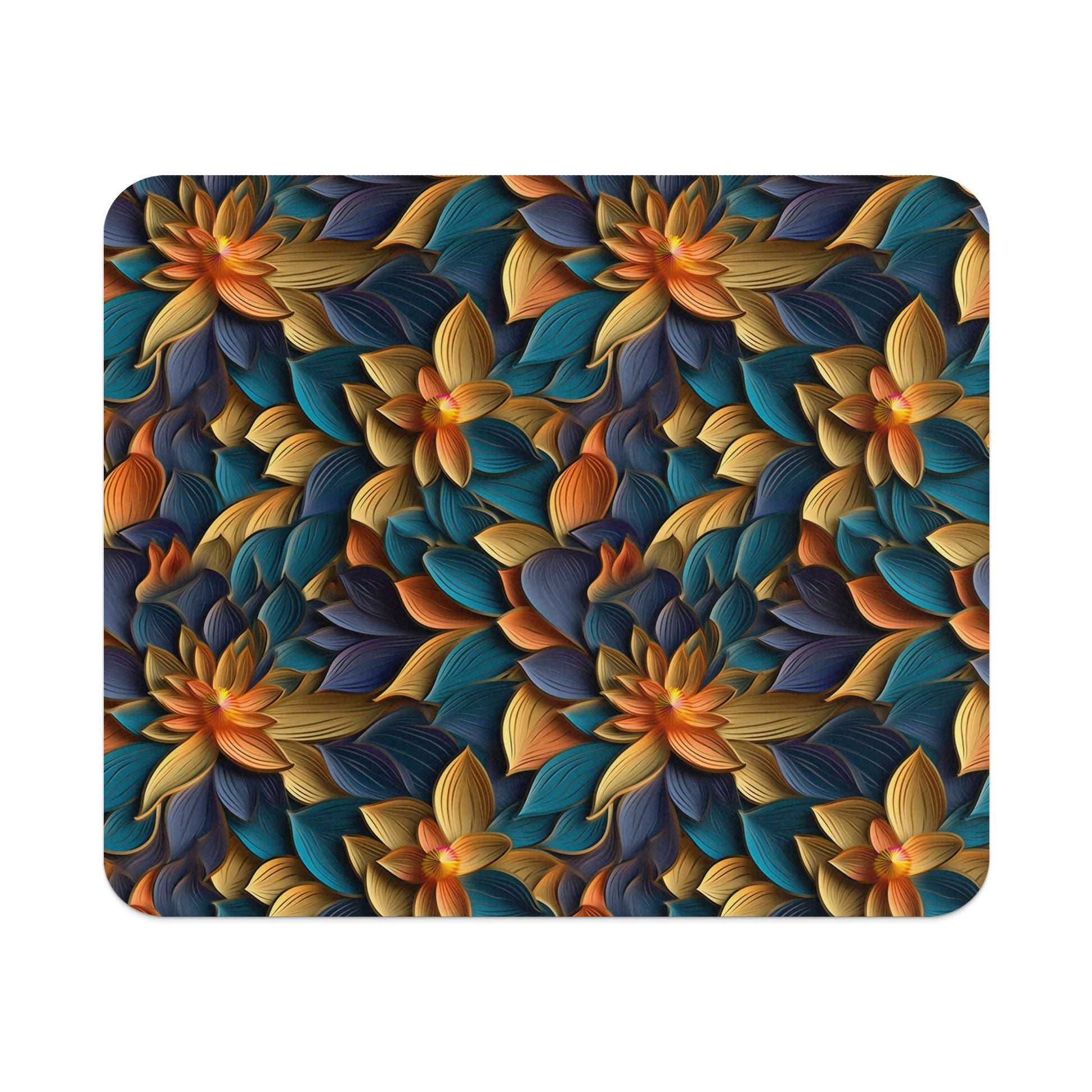 Vibrant Botanical Design Mouse Pad with Colorful Floral Pattern