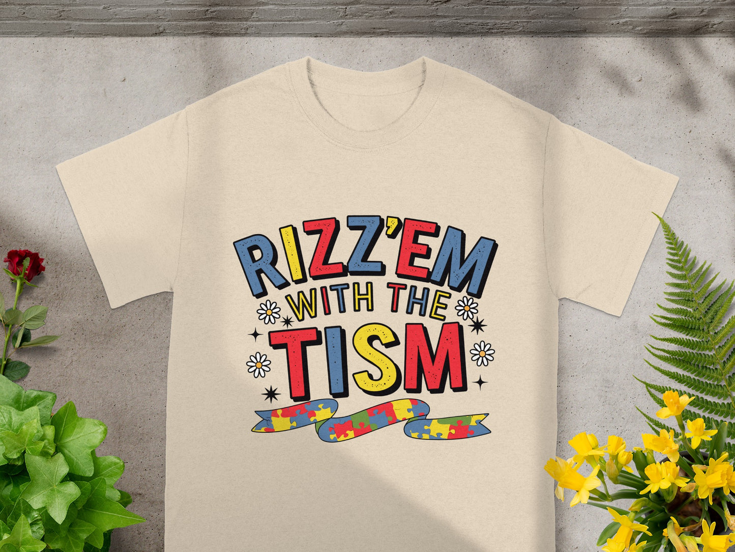 Rizz'em With The Tism colorful Puzzle Design t-shirt