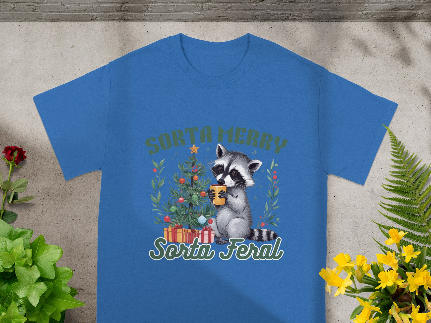 Sorta Merry Sorta Feral Raccoon Christmas Shirt