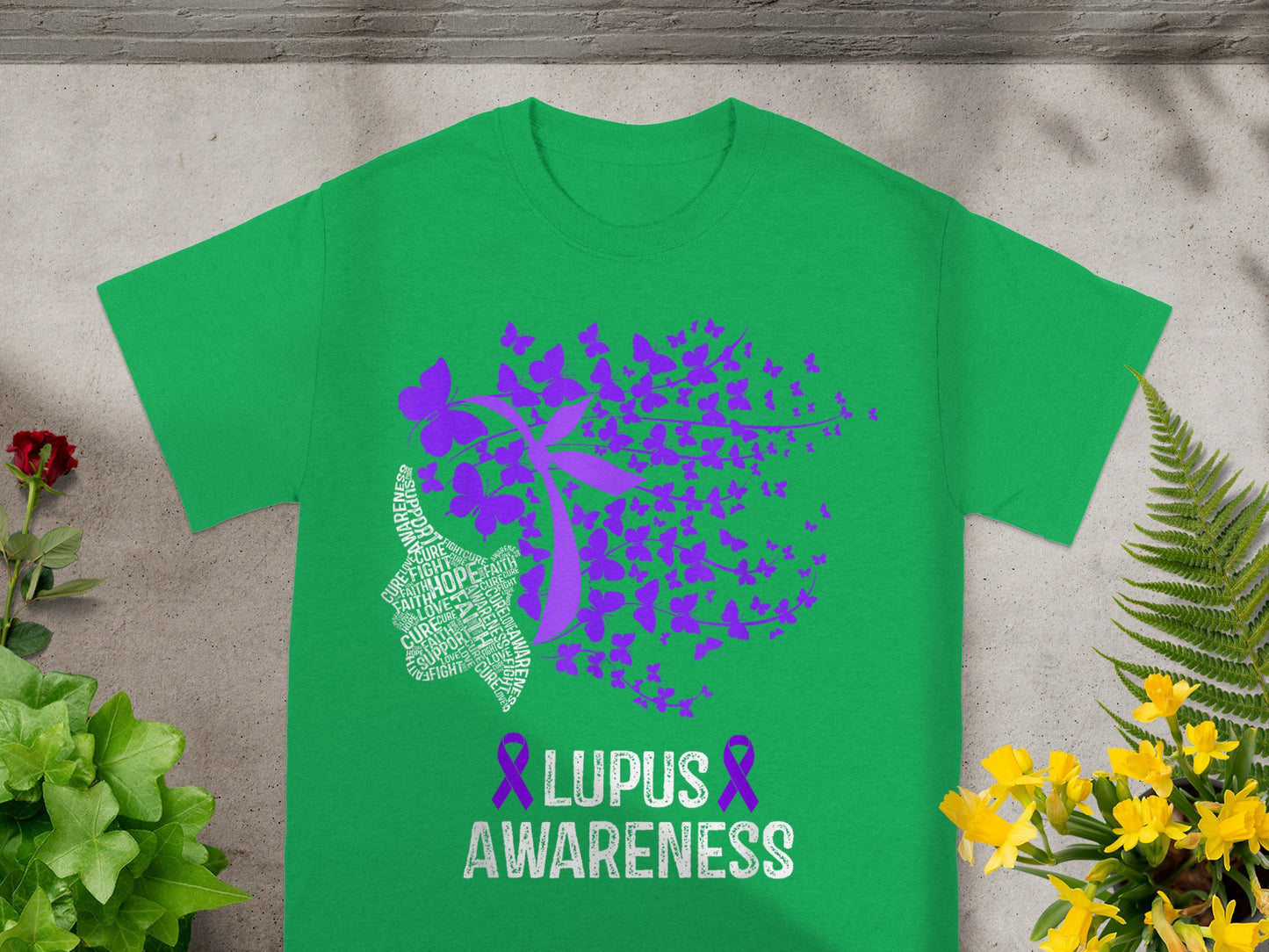 Lupus Awareness Butterfly Design Green T-Shirt