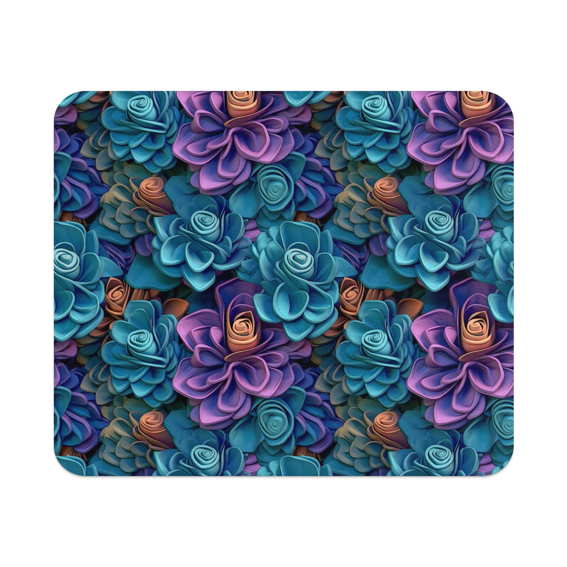 Vibrant Floral Succulent Design Mouse Pad Office Decor