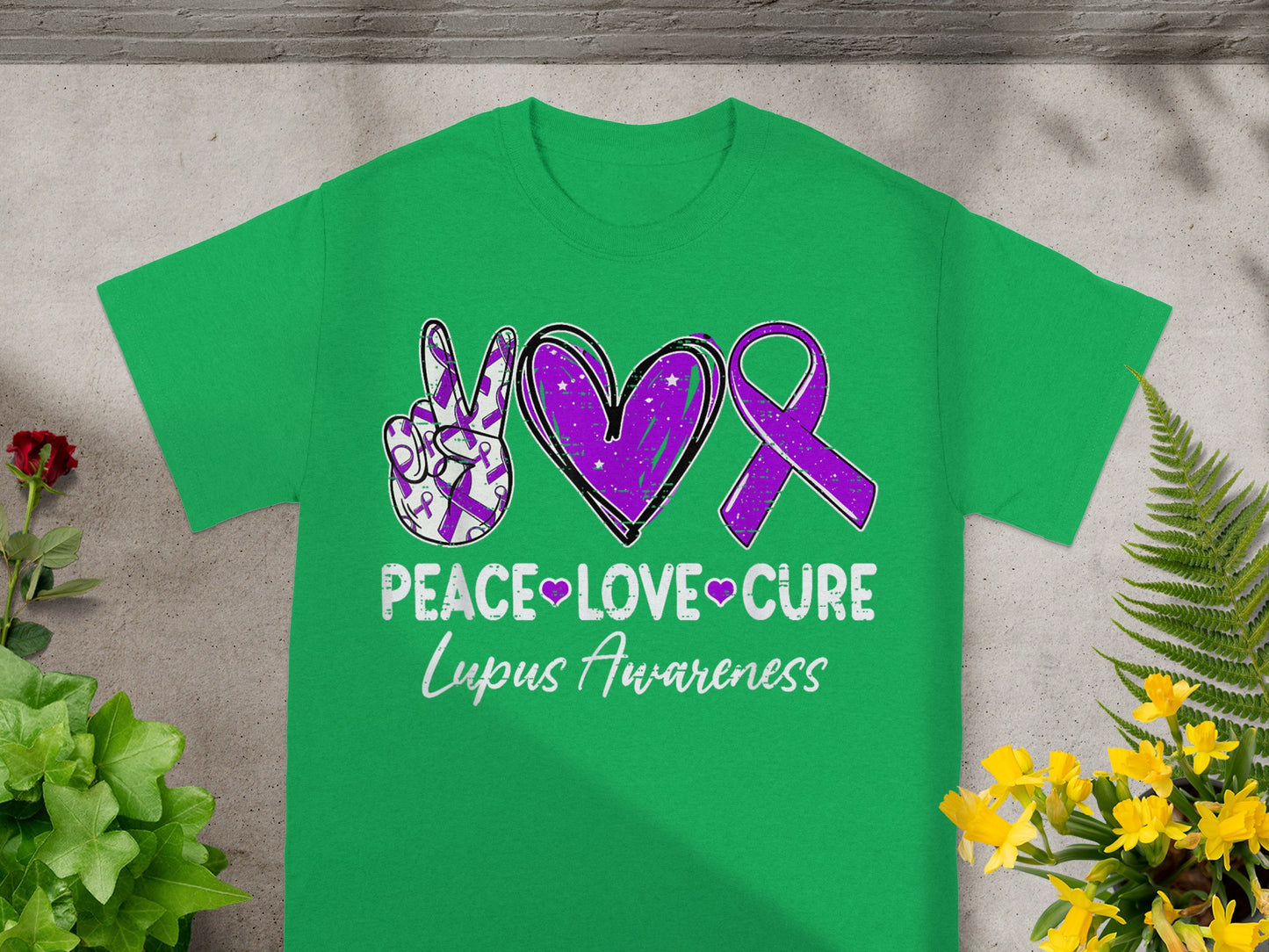 Peace Love Cure Lupus Awareness Printed T-shirt