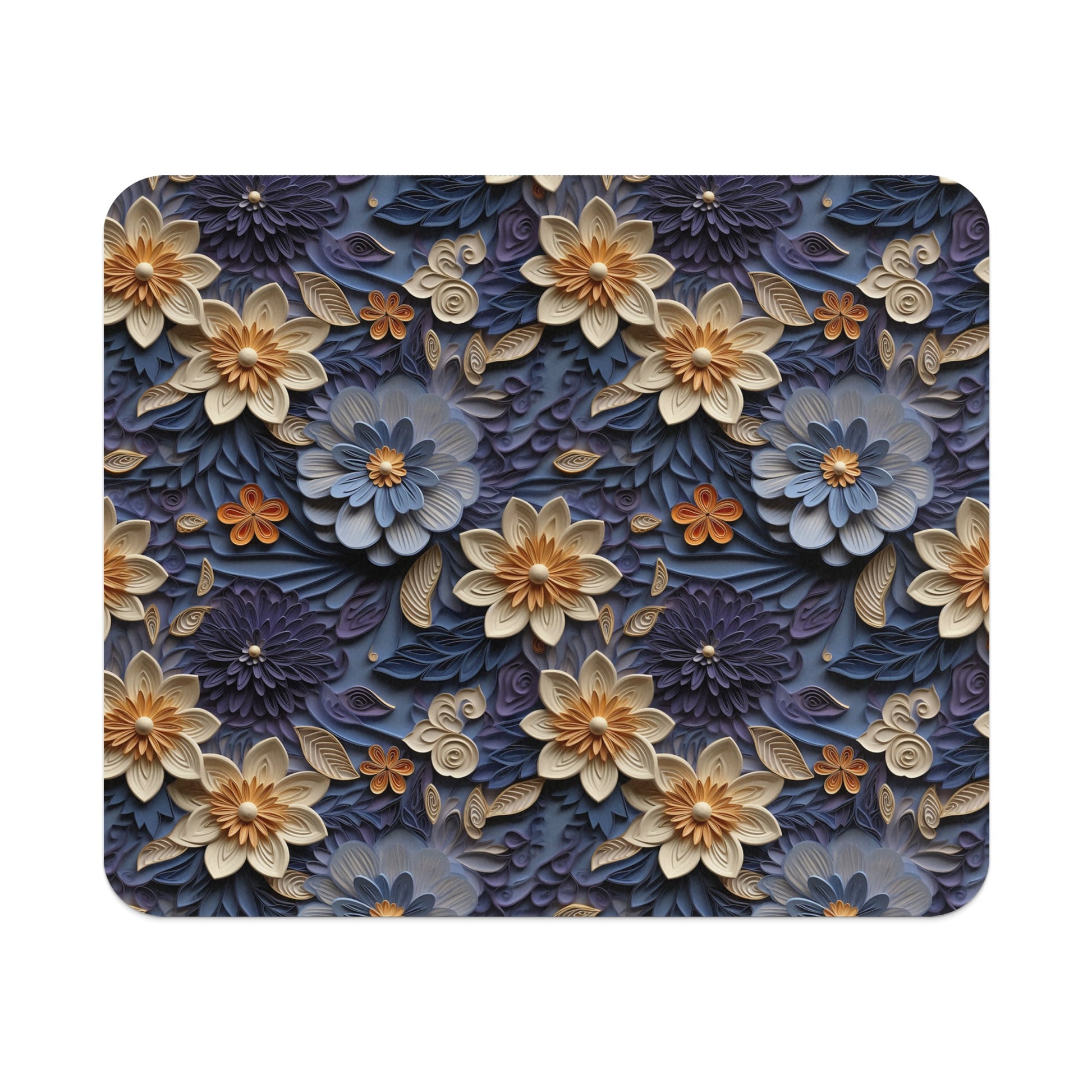 Intricate Floral Pattern with Blue and Cream Flowers Product