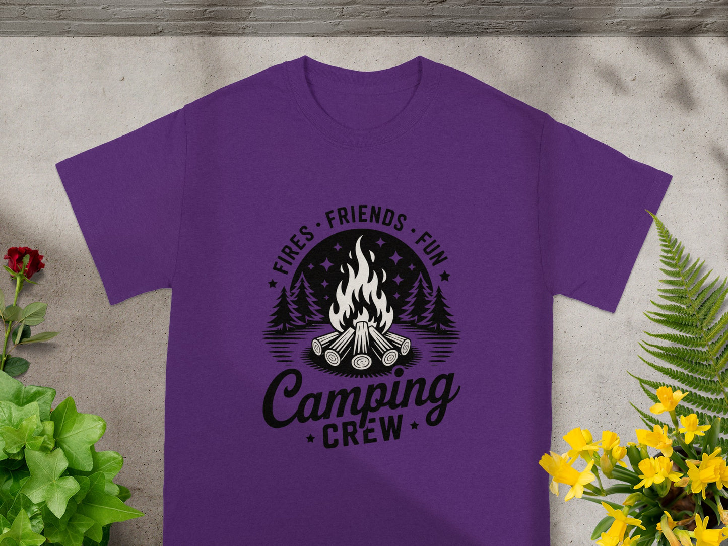 Fires Friends Fun Camping Crew T-Shirt Great For Outdoors