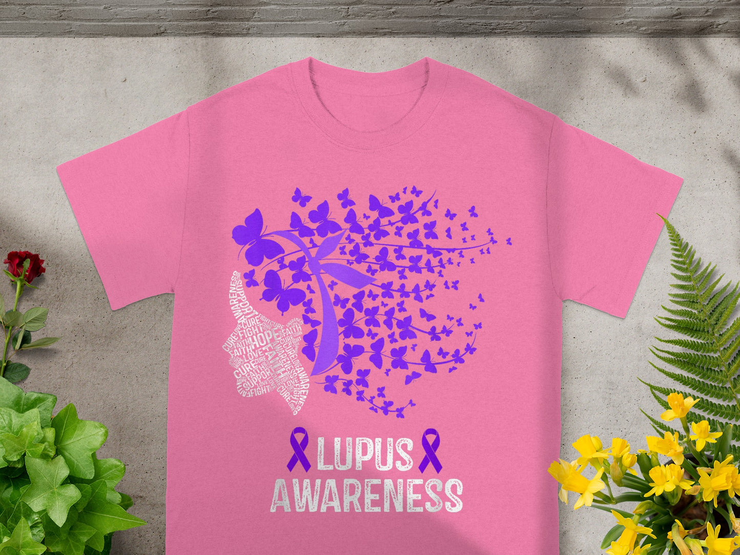 Lupus Awareness Design with Purple Butterfly Graphics