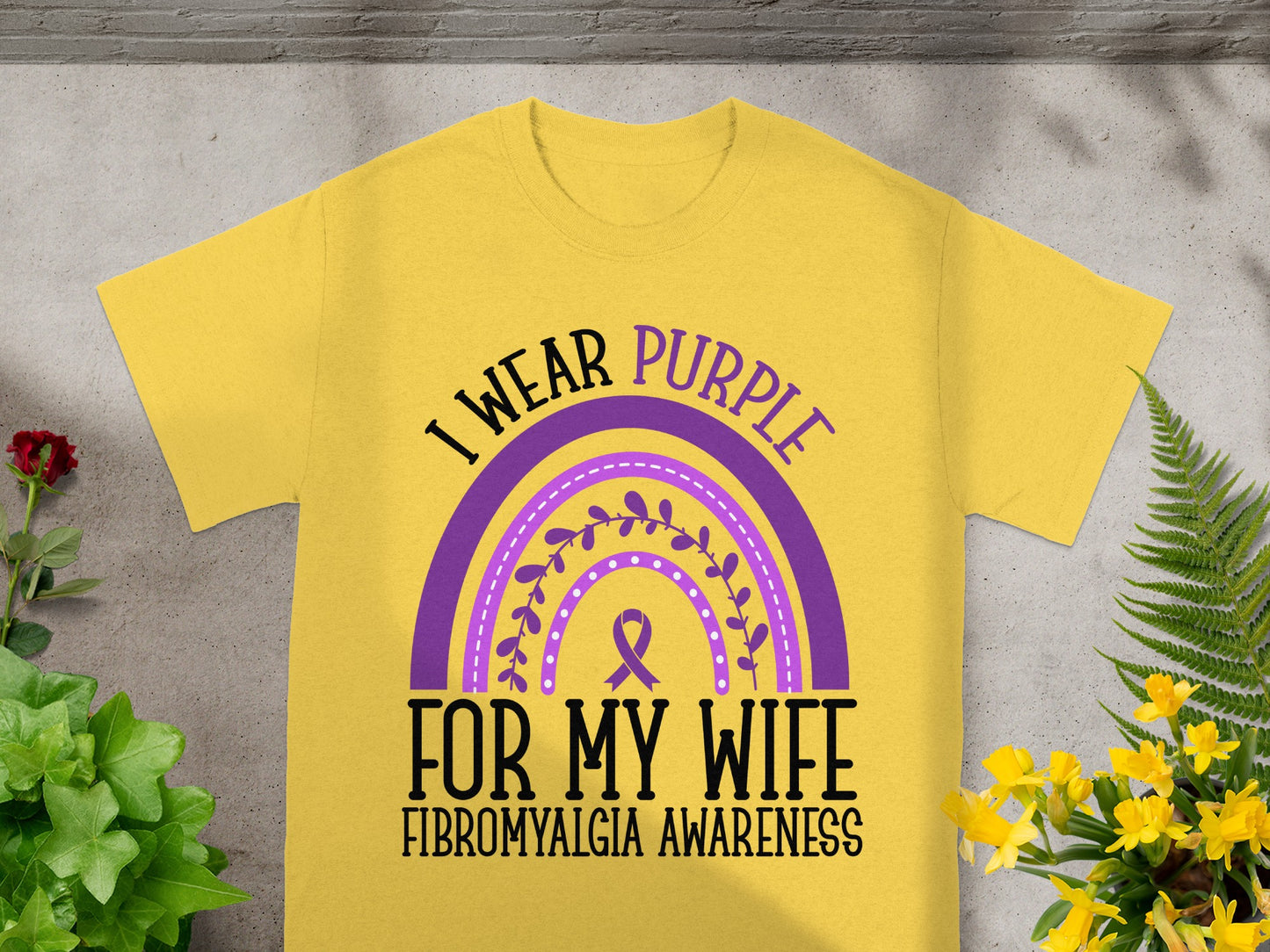 I Wear Purple For My Wife Fibromyalgia Awareness Shirt