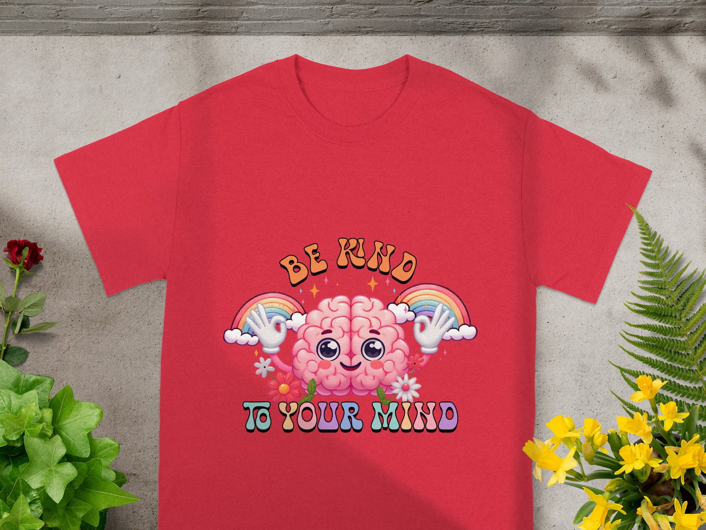 Be Kind to Your Mind Colorful Red Shirt Design