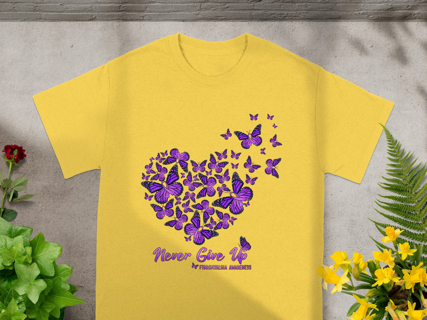 Never Give Up Fibromyalgia Awareness Shirt