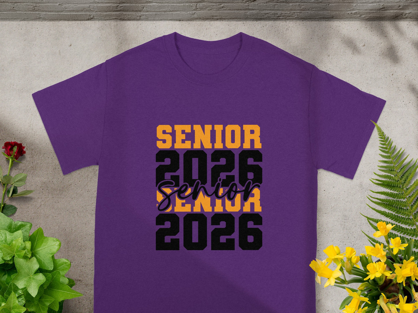 Senior 2026 Bold Purple T-shirt Fun Graduation Apparel