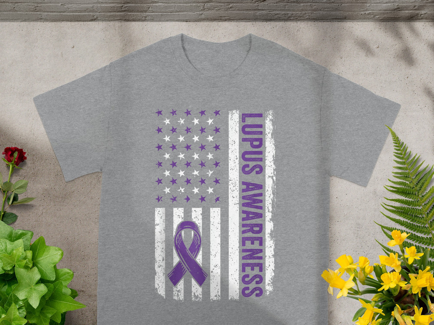 Lupus Awareness American Flag Ribbon T-Shirt