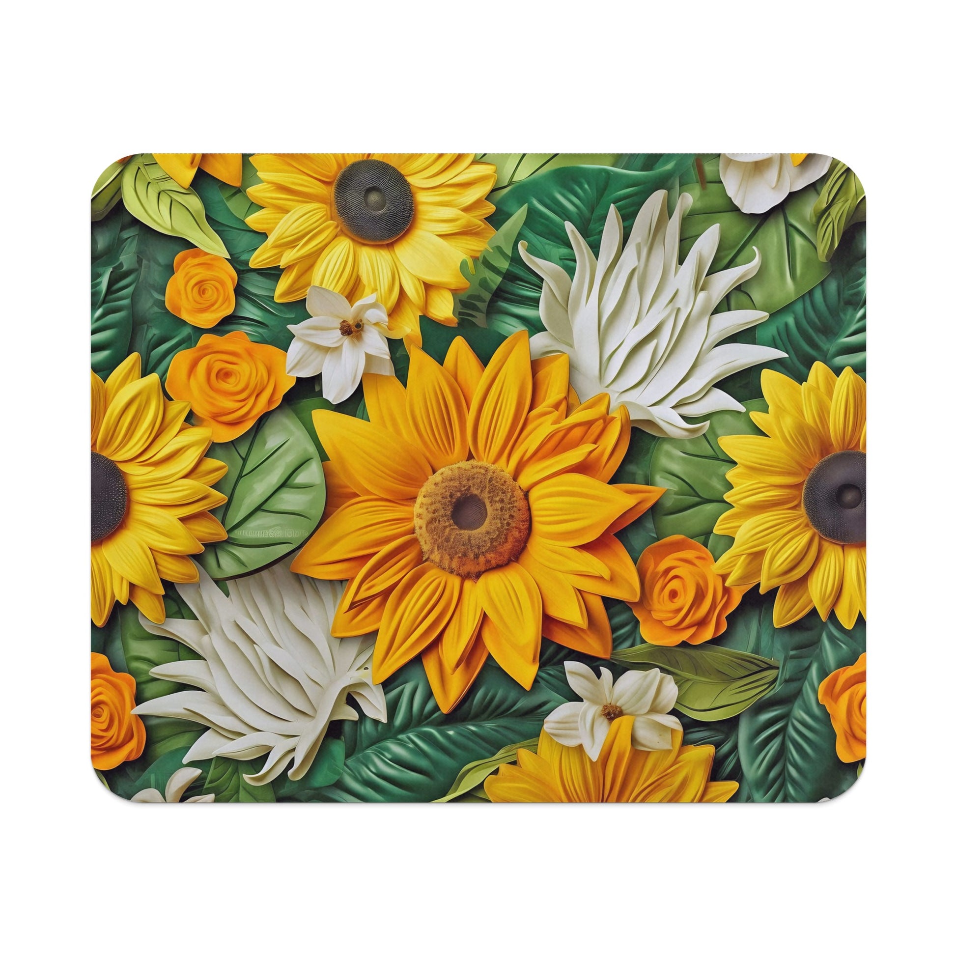 Vibrant Sunflower and Floral Pattern Mousepad