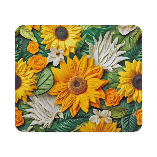 Vibrant Sunflower and Floral Pattern Mousepad