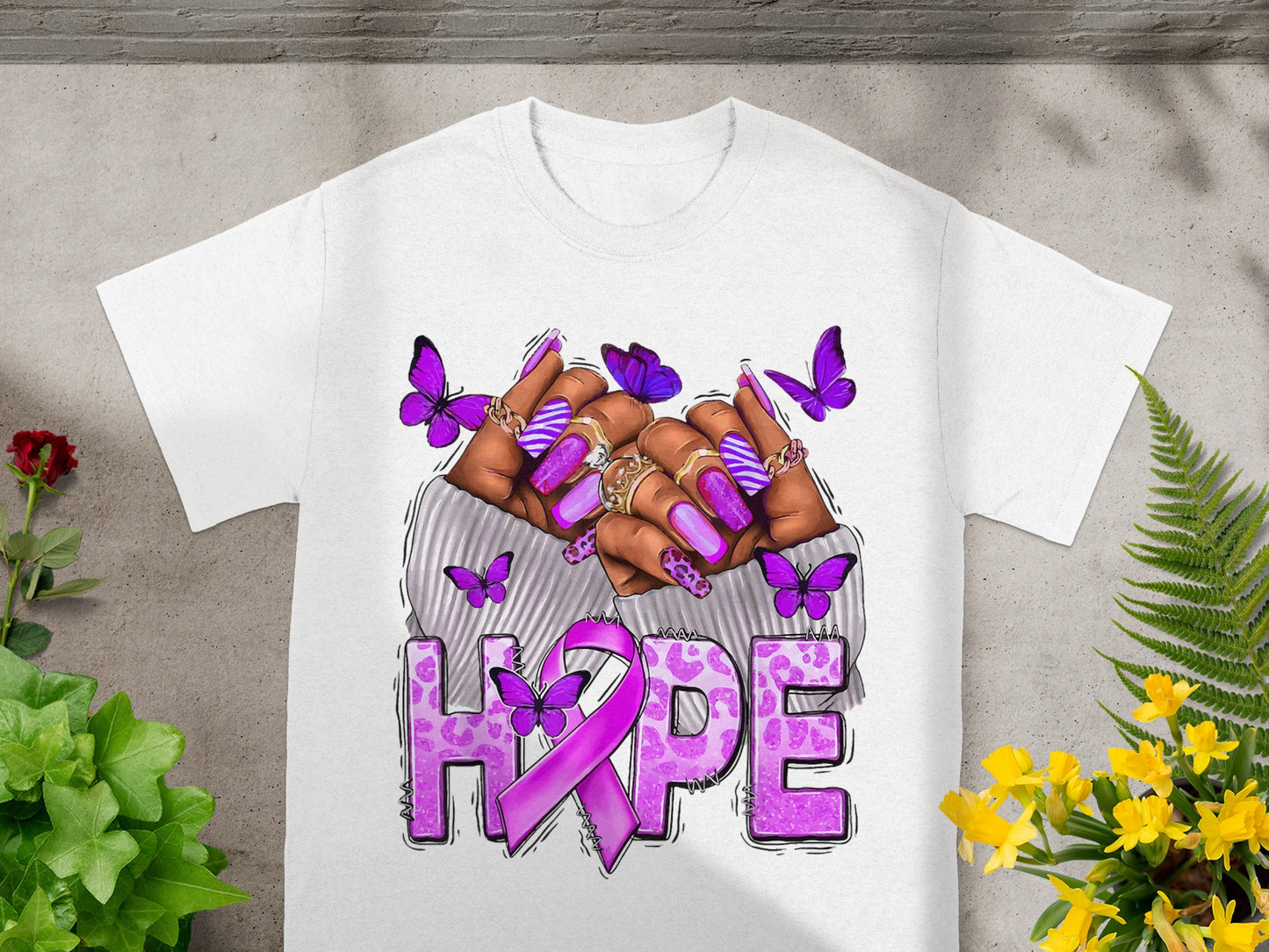 Purple Butterfly Hope Graphic Tee Inspiring T-Shirt