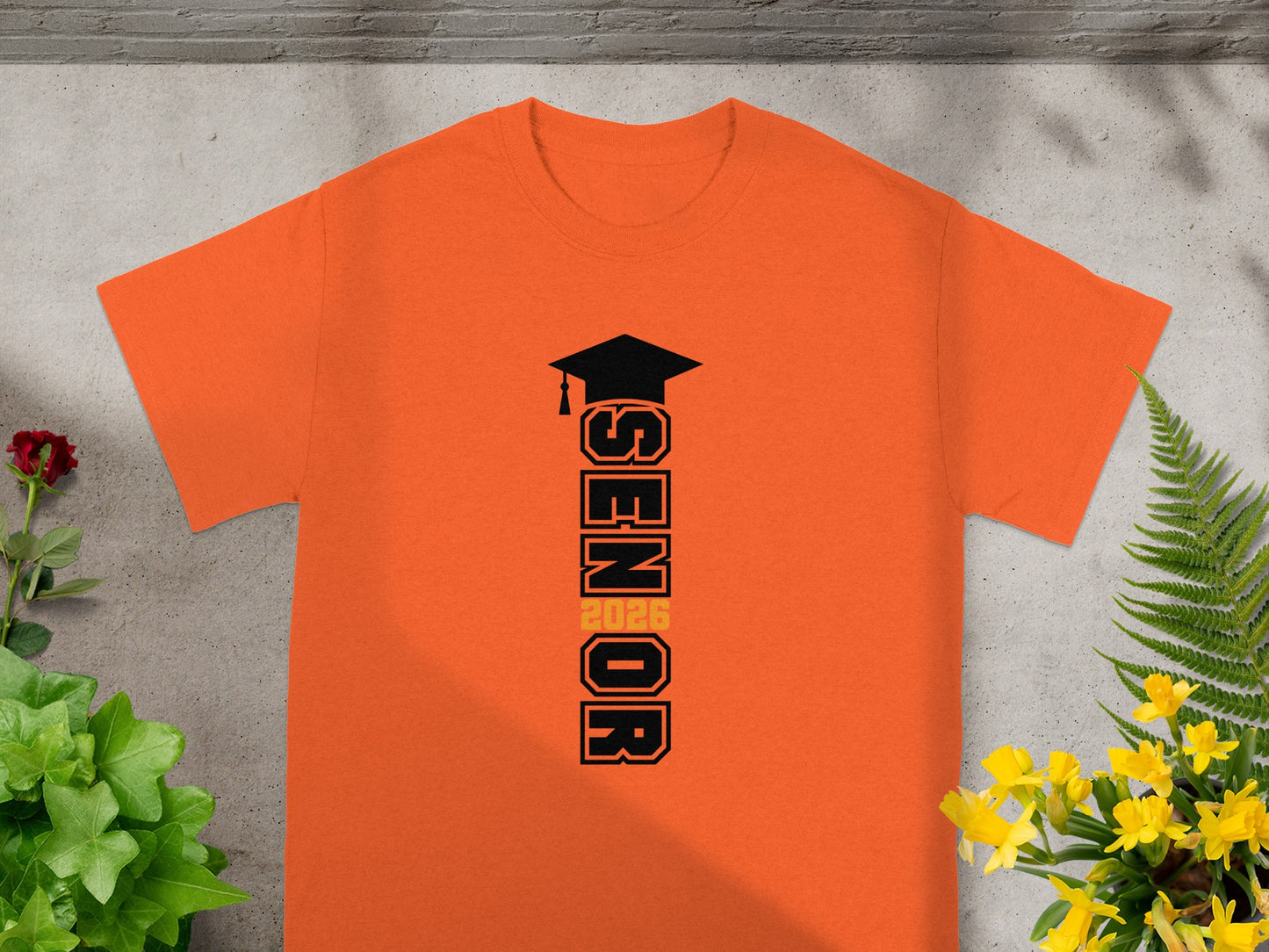 Senior 2026 Graduation Printed Orange T-shirt