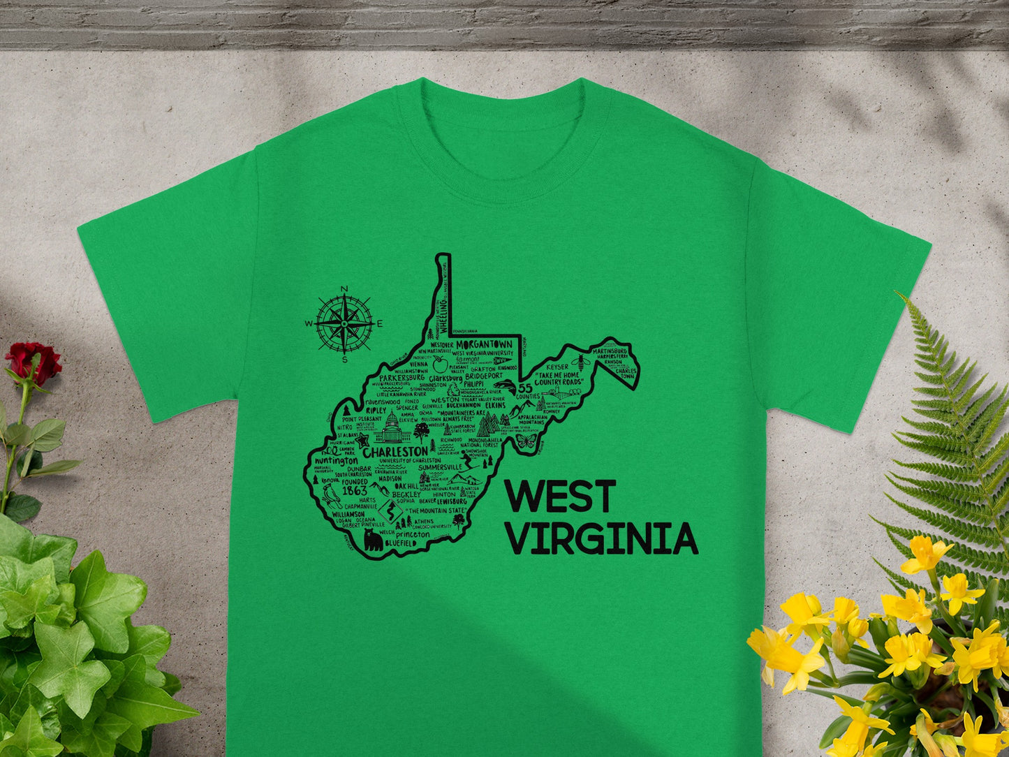 Graphic West Virginia Map Design T-Shirt Product