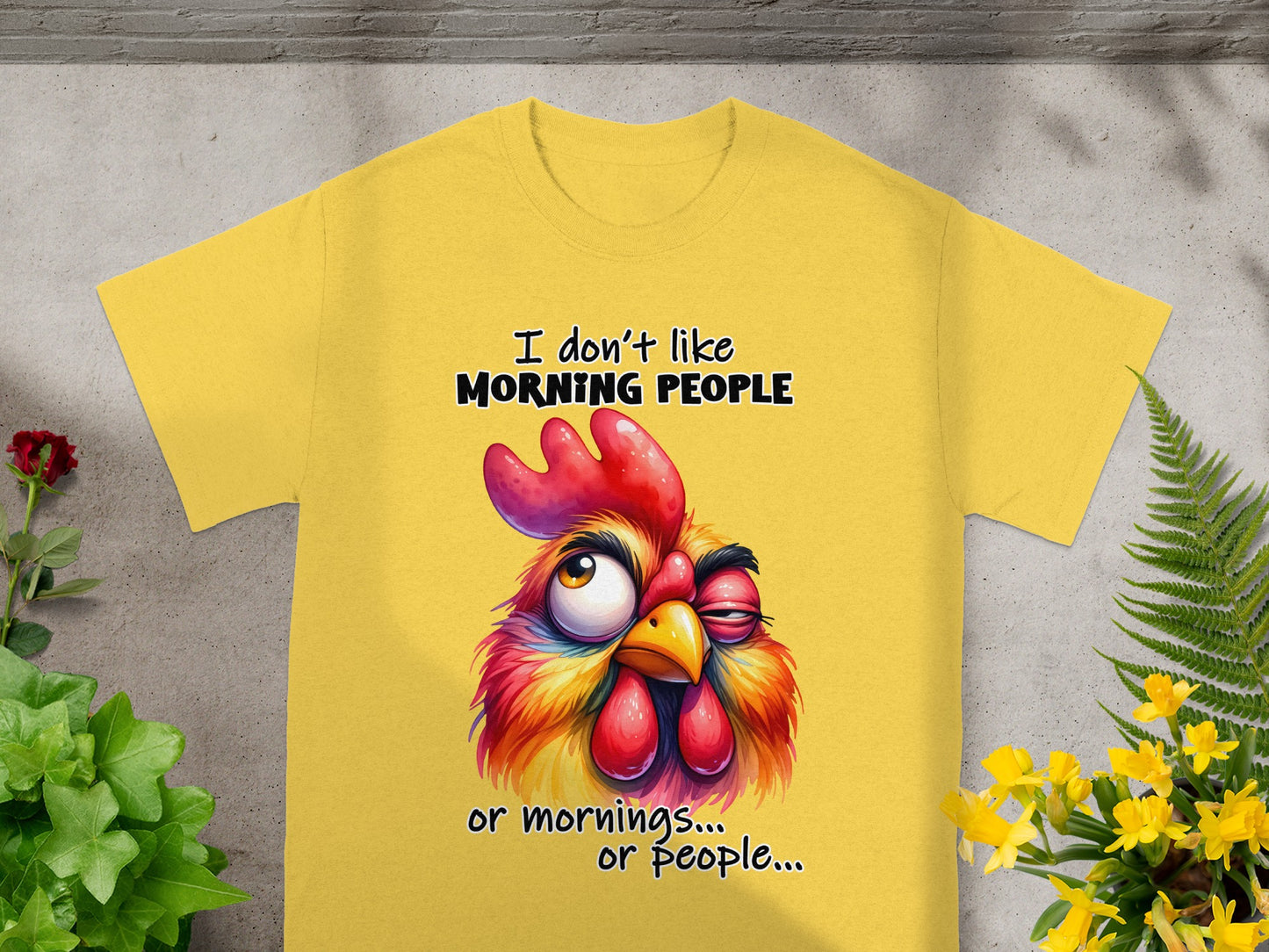 I Don't Like Morning People Funny Chicken Design Shirt