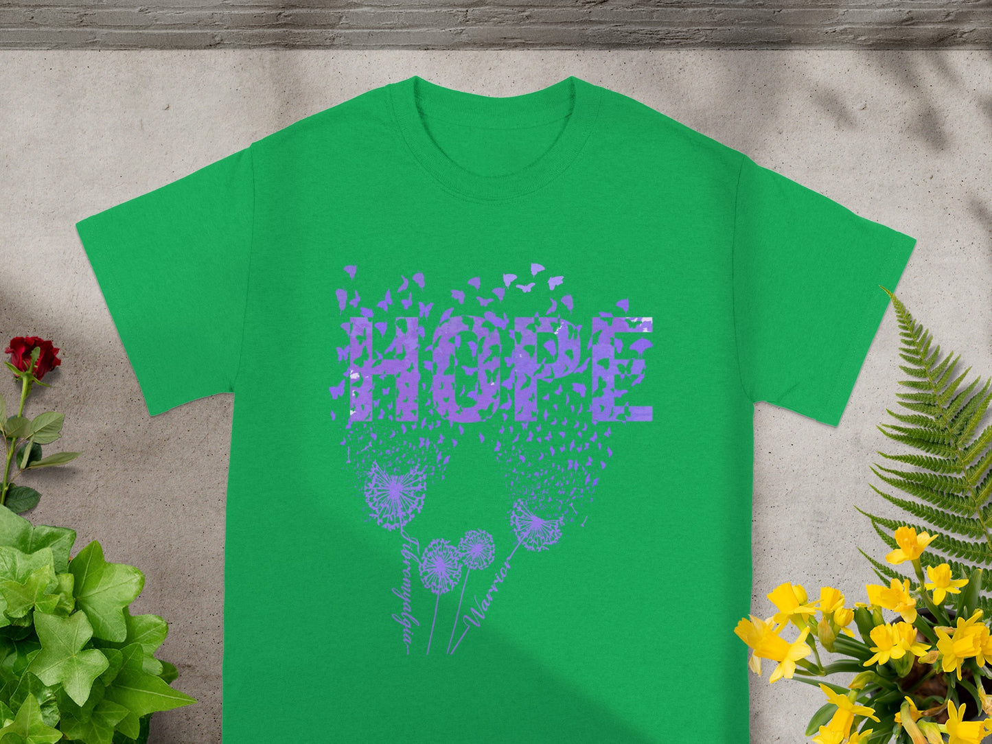 Green T-shirt with HOPE and Dandelion Design Shirt