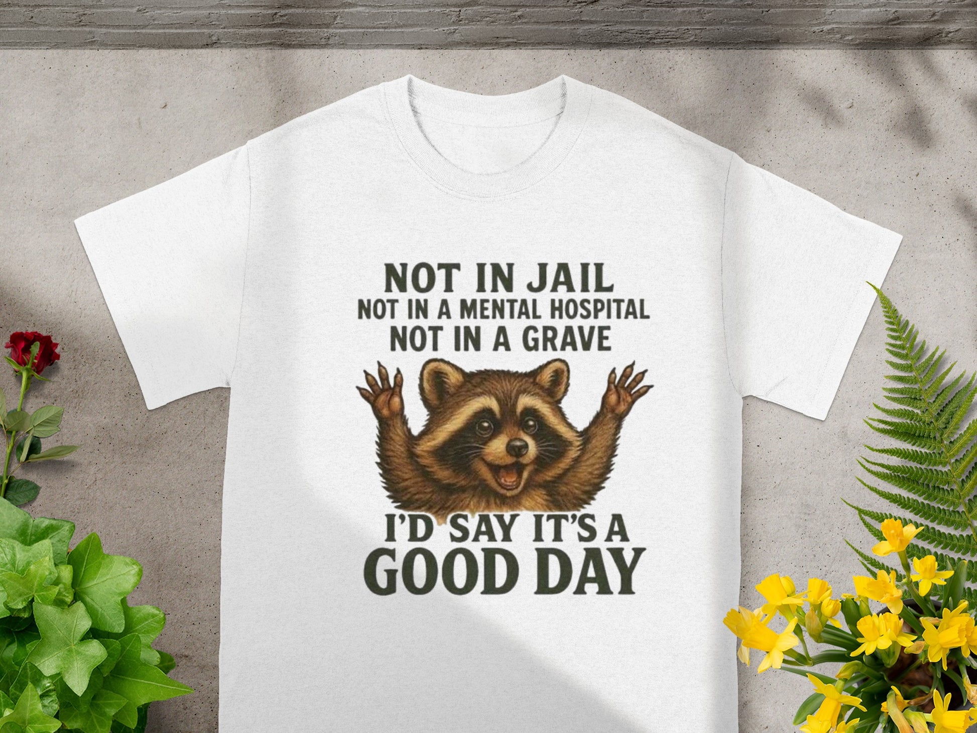 Not in Jail Not in a Grave Funny Raccoon T-Shirt