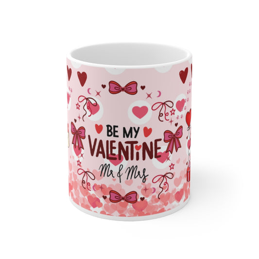 Be My Valentine Mr and Mrs Cute Hearts Mug