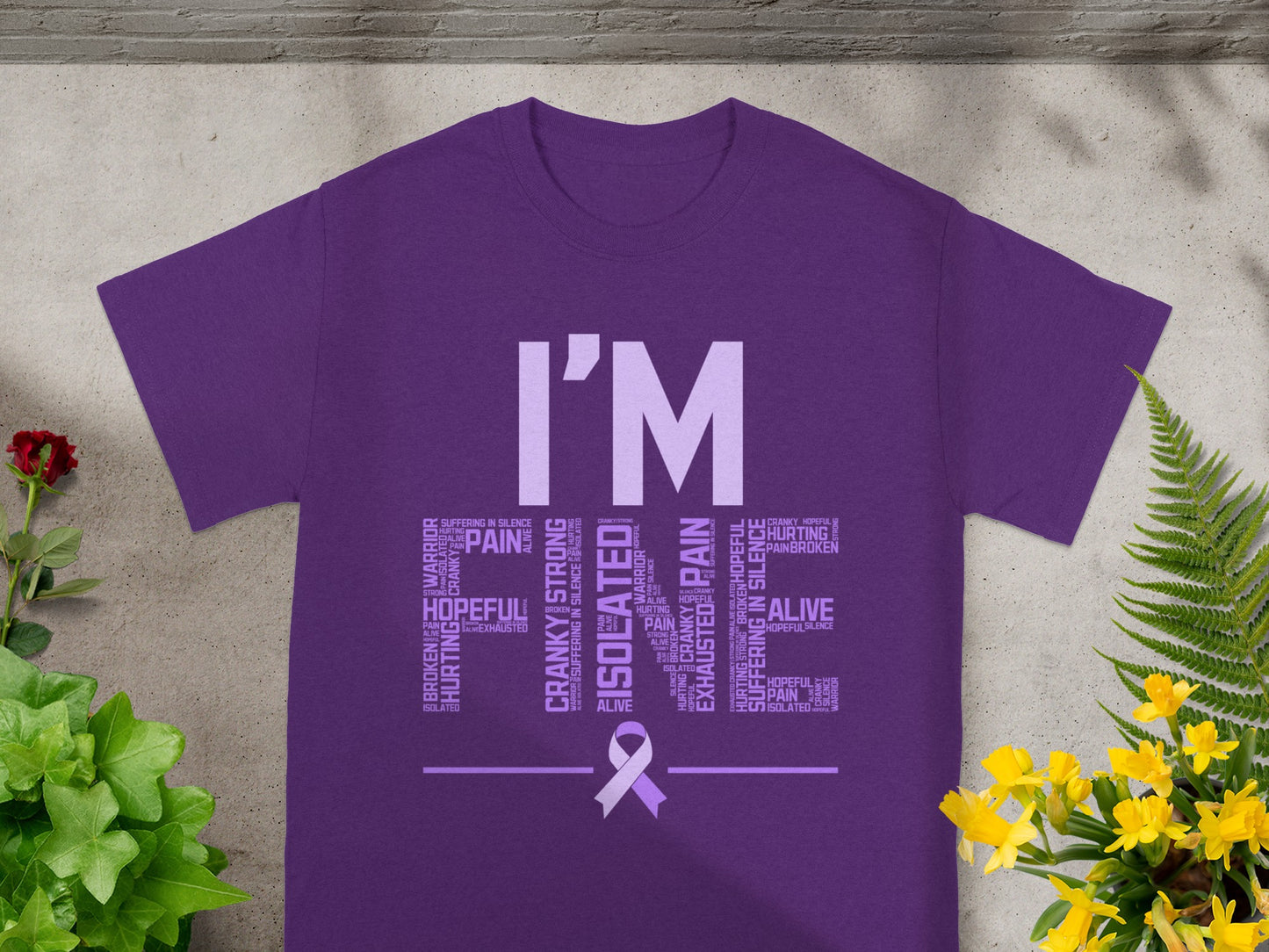 Inspirational Purple Ribbon Support Message T-Shirt