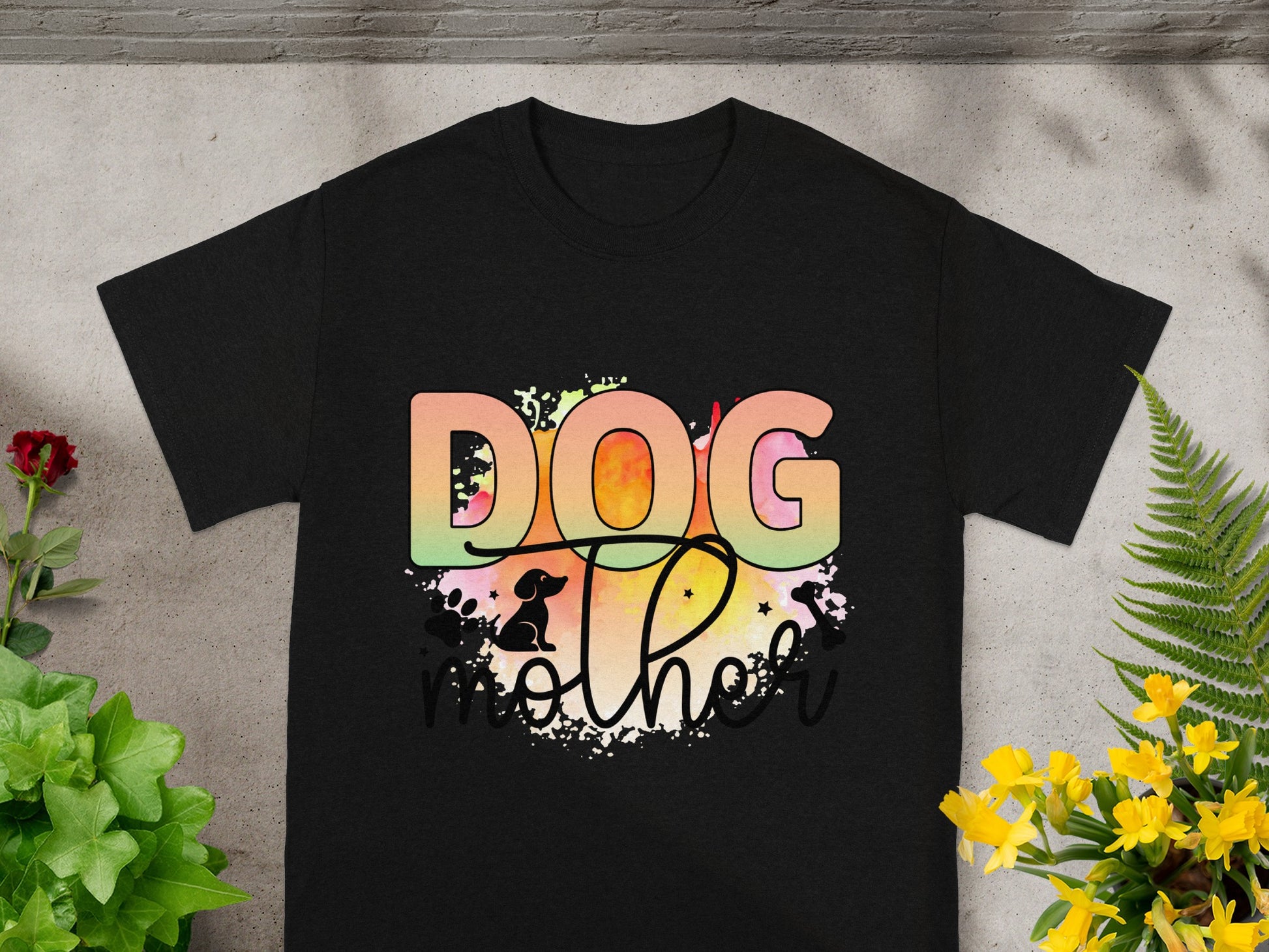 Dog Mother Colorful Printed Text T-shirt Product