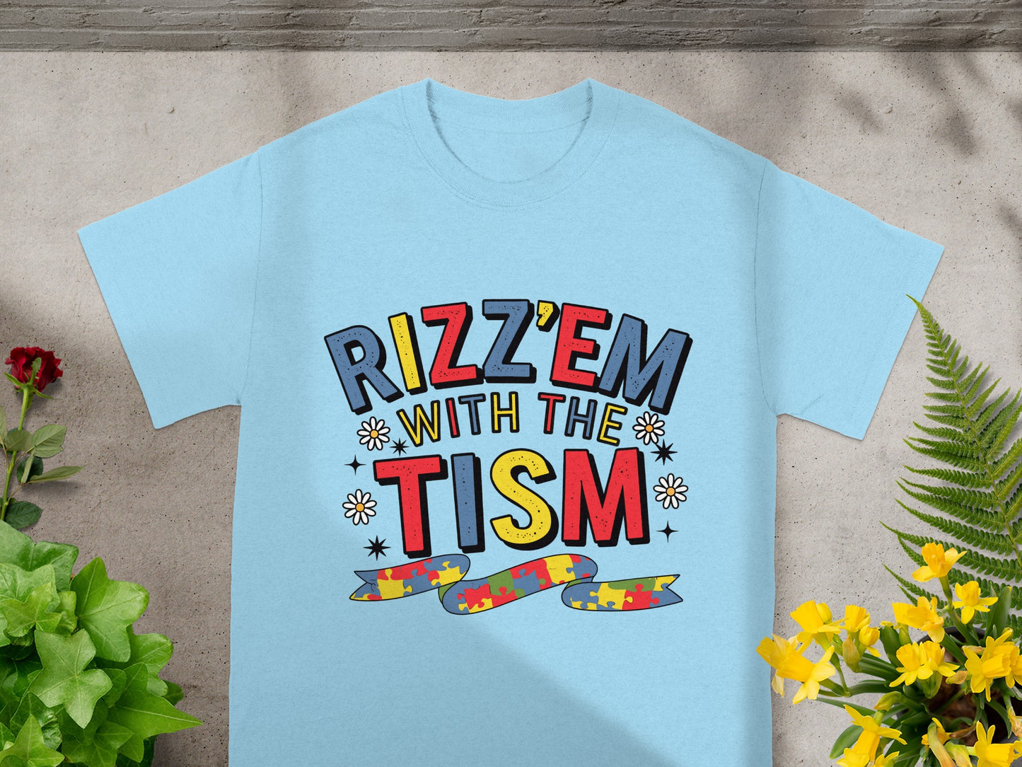 Rizz'em With the Tism Colorful Graphic Tee