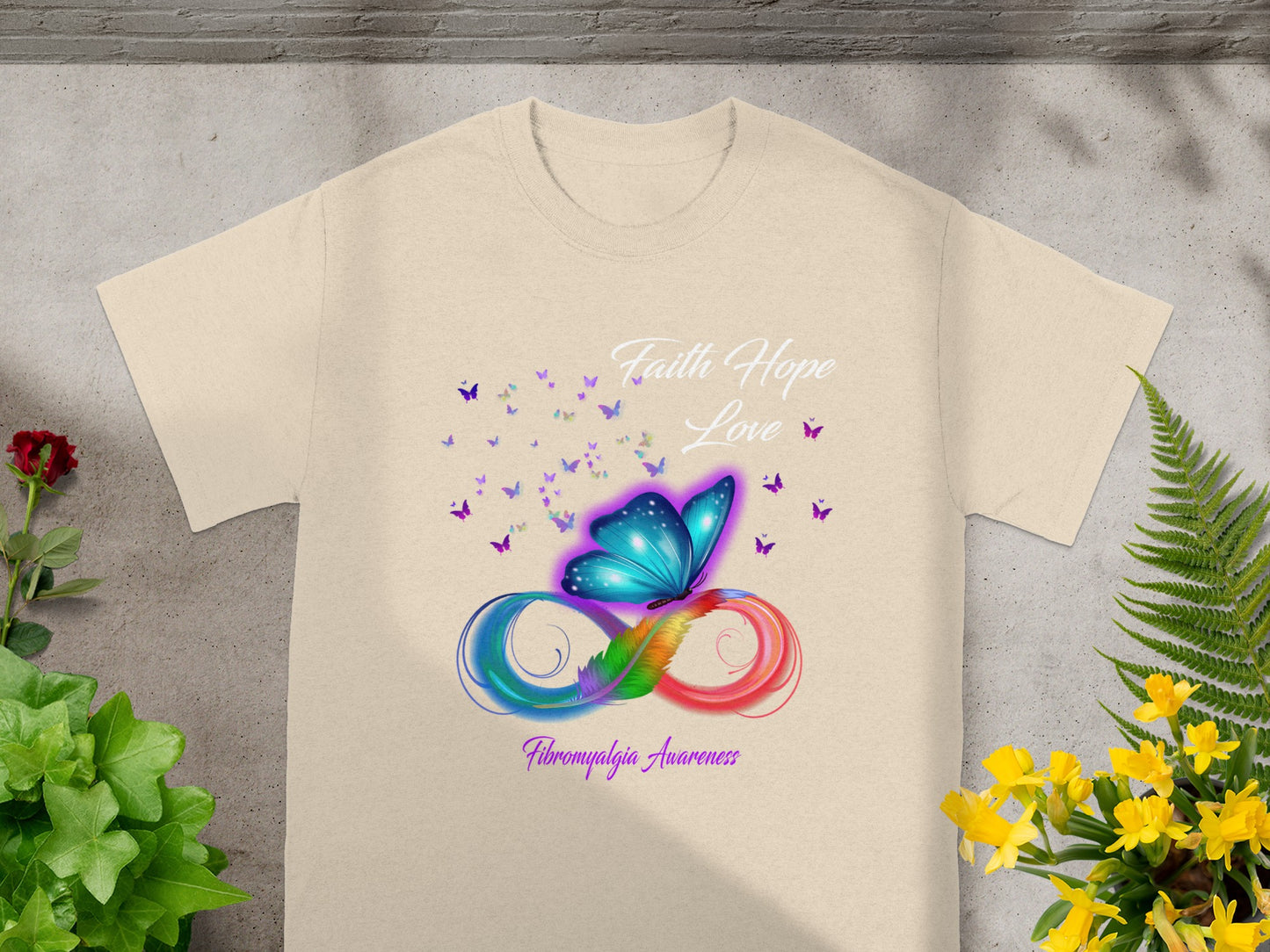 Faith Hope Love Fibromyalgia Awareness Butterfly Shirt
