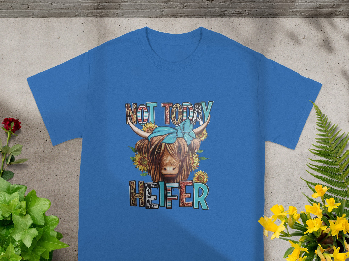 Not Today Heifer Funny Cow Print Graphic T-Shirt