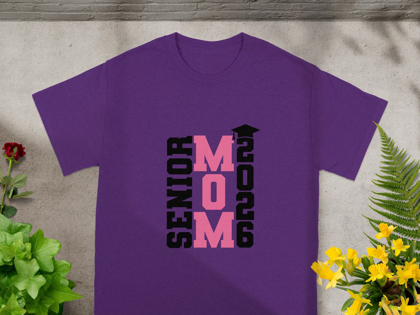 Senior Mom 2026 Purple Graphic Tee for Graduation