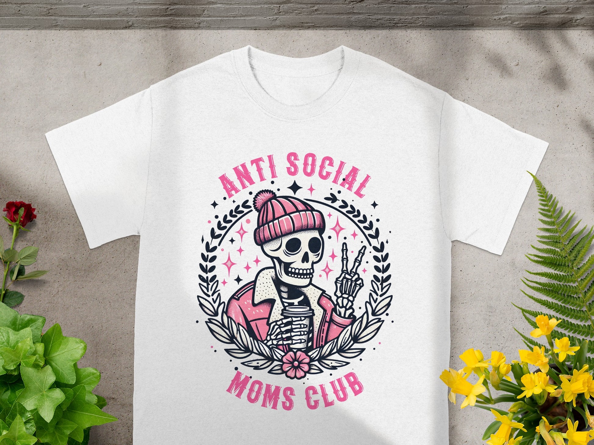 Anti Social Moms Club Skeleton Graphic Tee