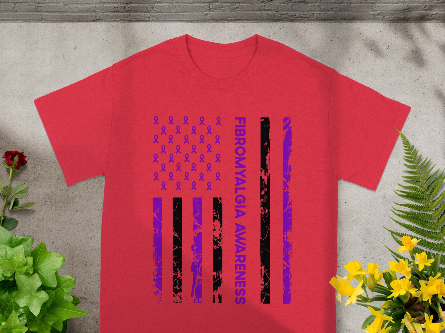 Fibromyalgia Awareness American Flag Design Shirt