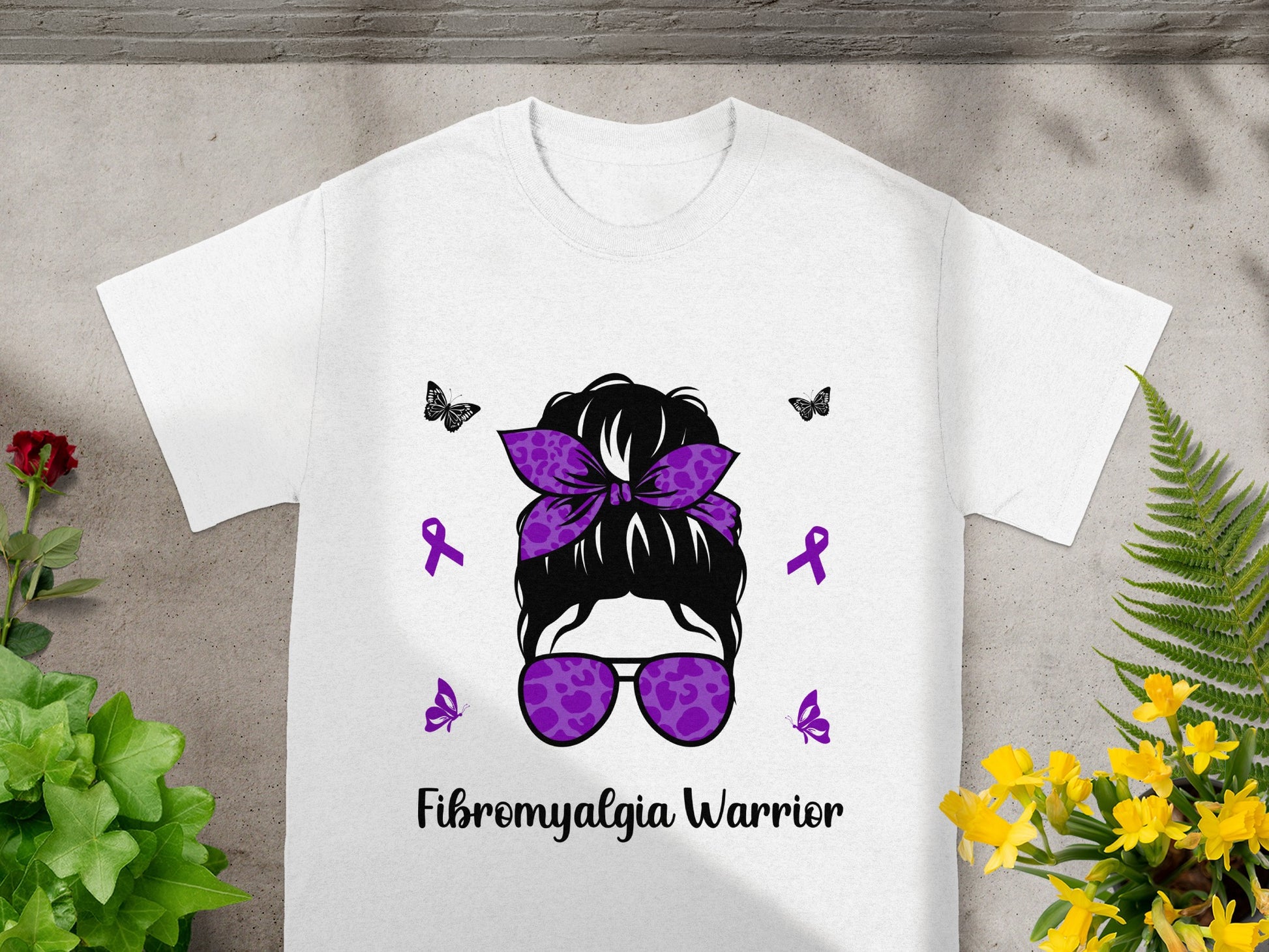 Fibromyalgia Warrior T-Shirt with Purple Ribbon Design