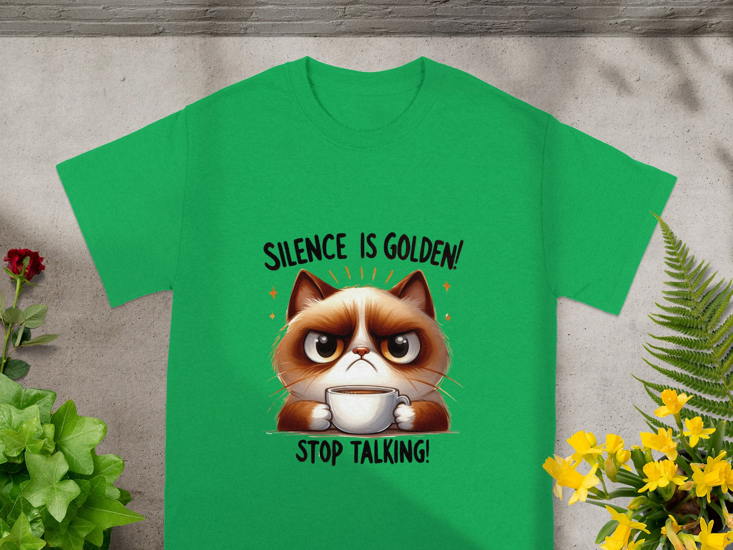 Silence is Golden Stop Talking Grumpy Cat T-Shirt