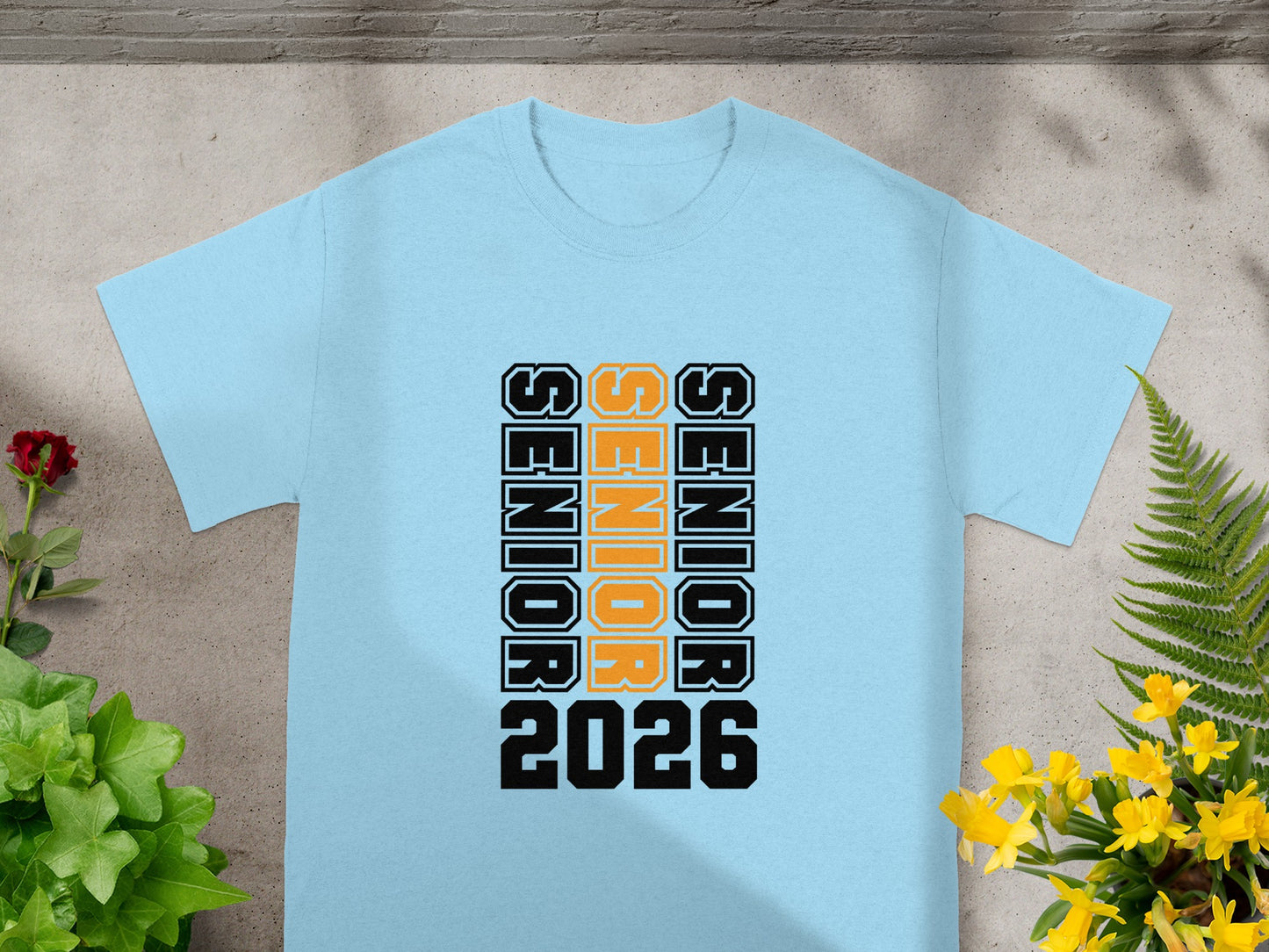 Senior 2026 Four Times Vertical Text T-Shirt