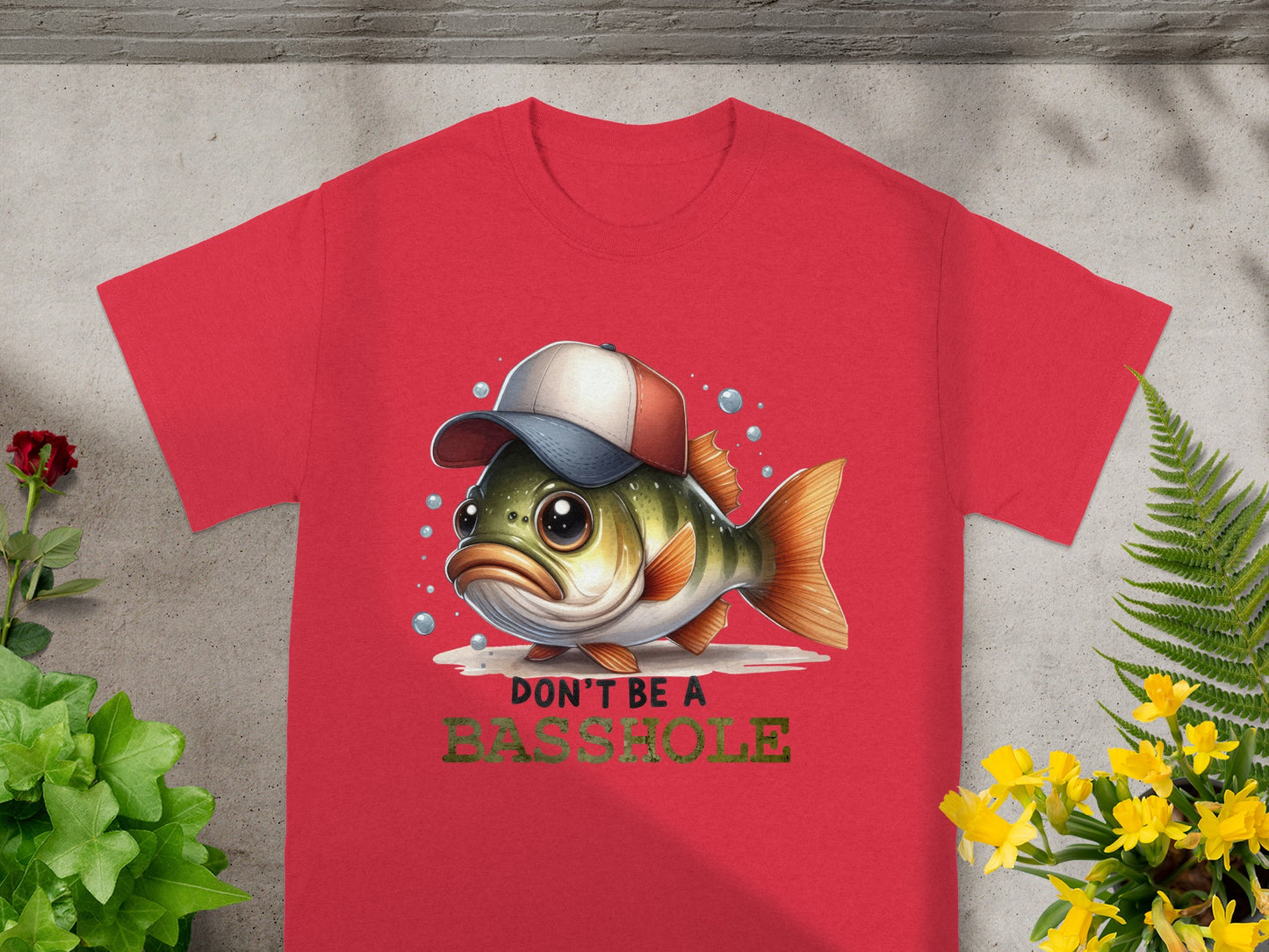 Don't Be A Basshole Funny Fish Design T-Shirt