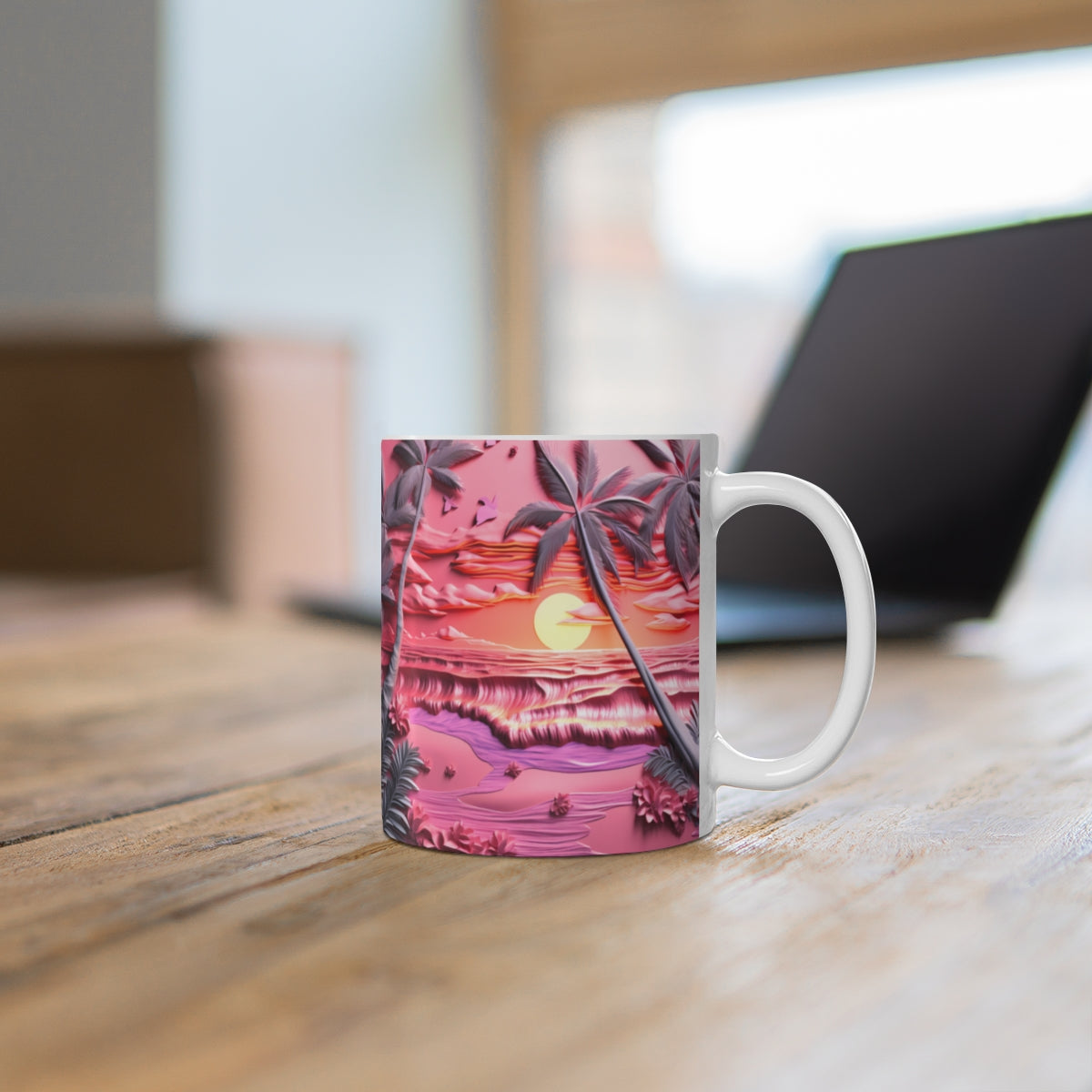 Pink Tropical Sunset Palms Coffee Mug