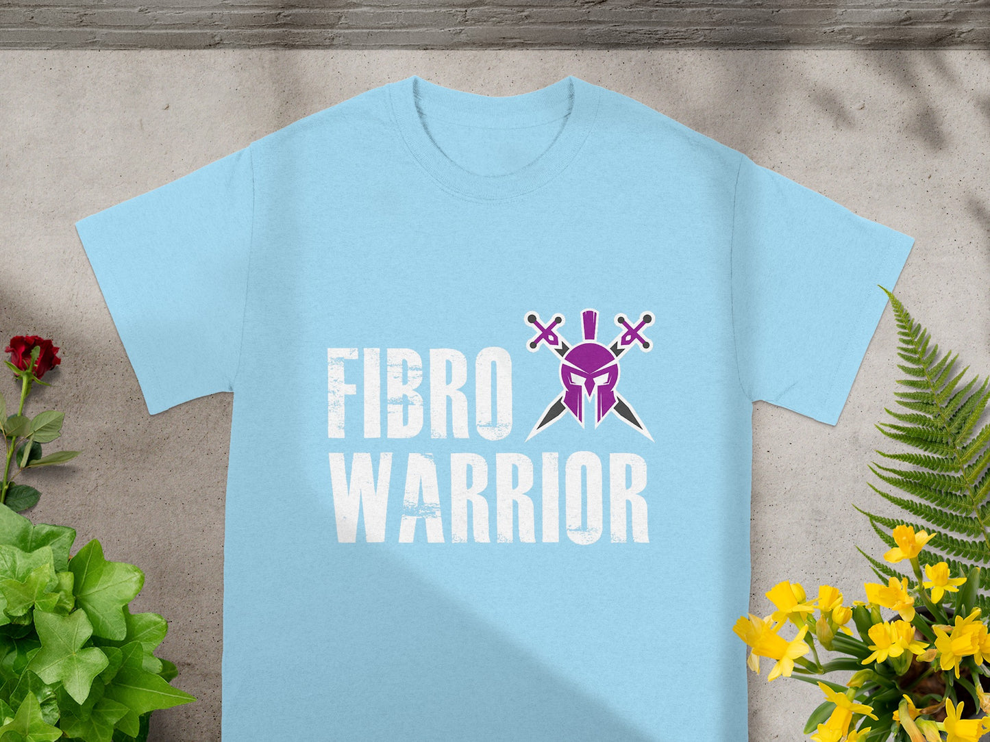 Fibro Warrior Shirt with Helmet and Swords Graphic