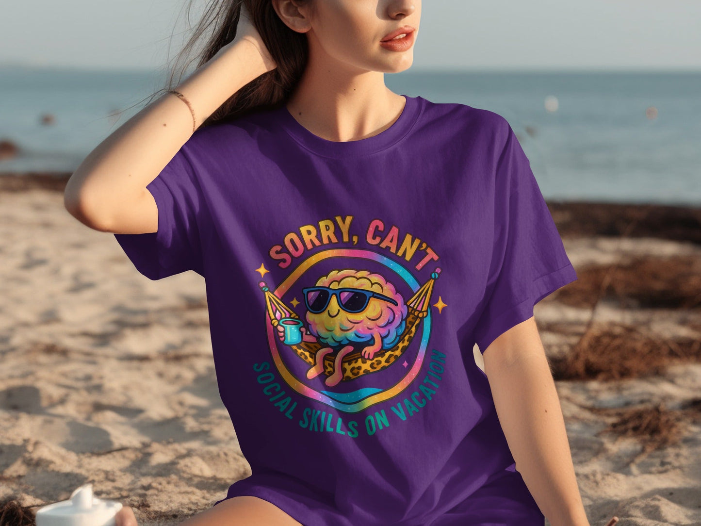 Sorry Can't Social Skills on Vacation Graphic Shirt