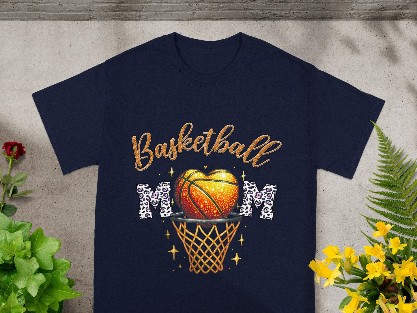 Basketball Mom Glitter Graphic T-Shirt