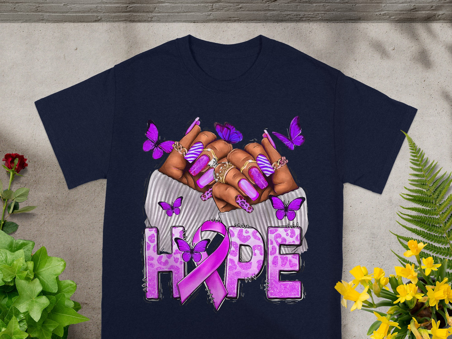 Purple Butterfly Hope Design Short Sleeve T-shirt
