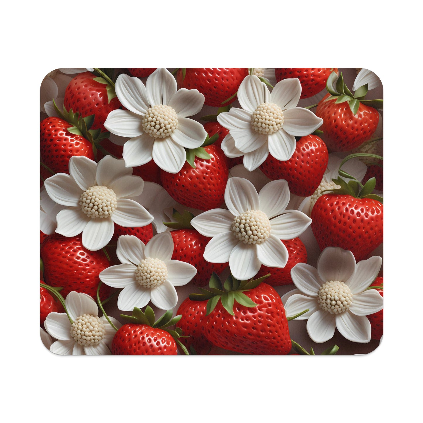 Strawberry and White Flowers Pattern design